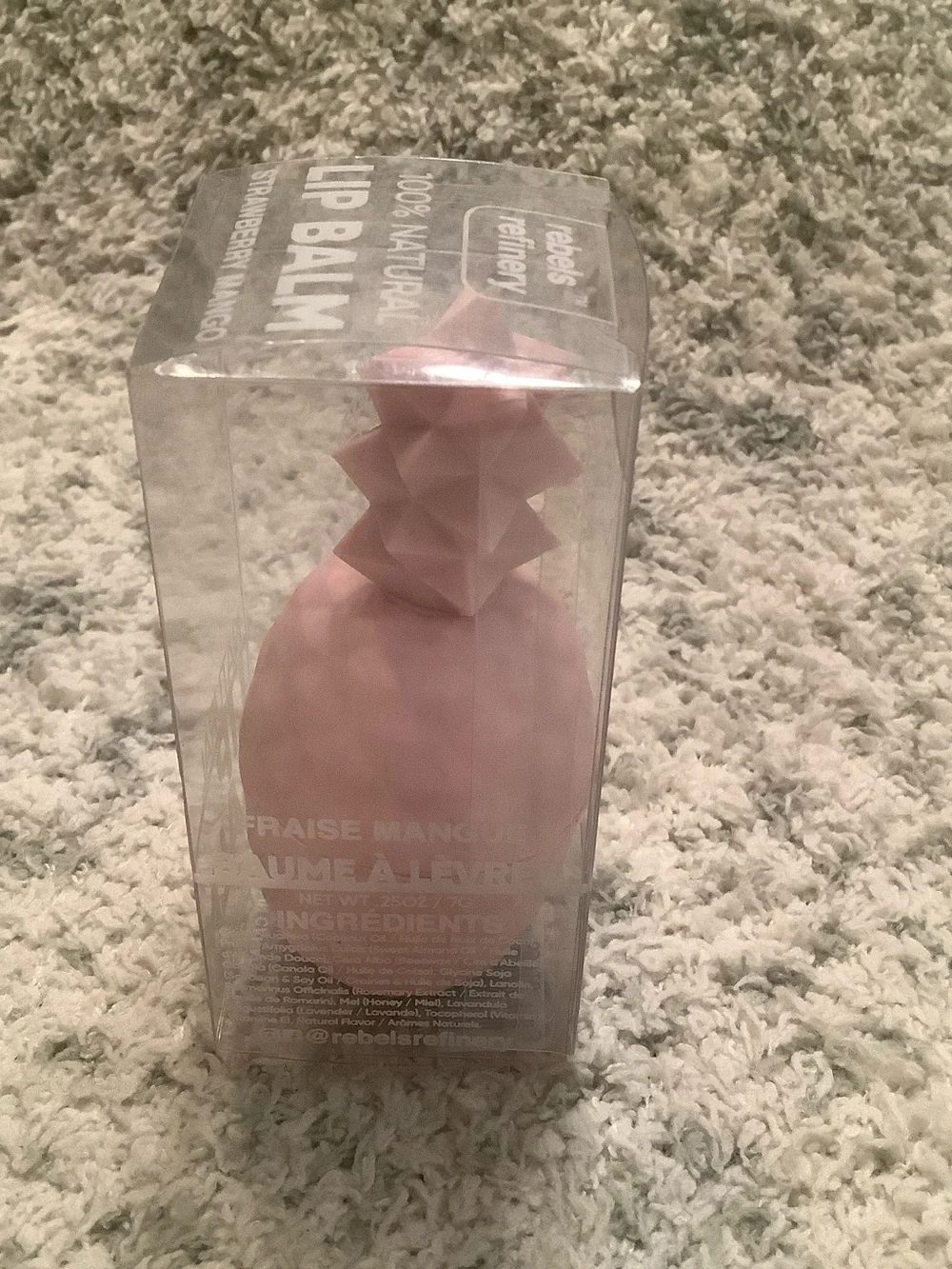 Rebels Refinery Pink Pineapple Lip Balm Flavored Strawberry Mango NWT %100 natur